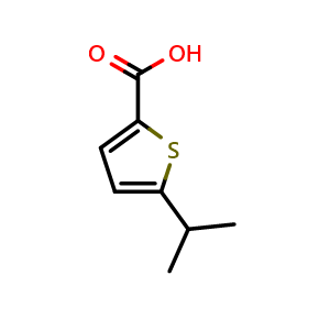 Chemical structure of 5-(propan-2-yl)thiophene-2-carboxylic acid , CAS 29481-42-3, AChemBlock AD241786