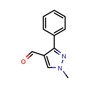 Chemical structure of 1-Methyl-3-phenyl-1H-pyrazole-4-carbaldehyde , CAS 304477-40-5, AChemBlock AD241815