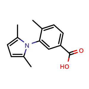 Chemical structure of 3-(2,5-Dimethyl-1H-pyrrol-1-yl)-4-methylbenzoic acid , CAS 313701-78-9, AChemBlock AD241834