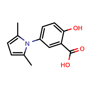 Chemical structure of 5-(2,5-dimethyl-1H-pyrrol-1-yl)-2-hydroxybenzoic acid , CAS 313701-92-7, AChemBlock AD241835