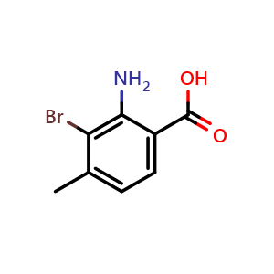 Chemical structure of 2-amino-3-bromo-4-methylbenzoic acid , CAS 320740-35-0, AChemBlock AD241853
