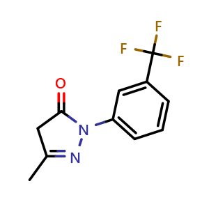 Chemical structure of 3-Methyl-1-[3-(trifluoromethyl)phenyl]-4,5-dihydro-1H-pyrazol-5-one , CAS 321-05-1, AChemBlock AD241855