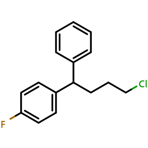 Chemical structure of 1-(4-chloro-1-phenylbutyl)-4-fluorobenzene , CAS 3311-99-7, AChemBlock AD241885