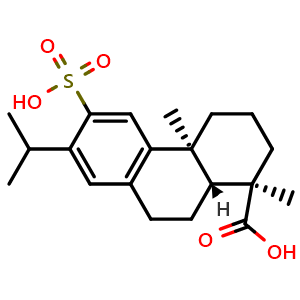 Chemical structure of (1R,4aS,10aR)-1,4a-dimethyl-7-(propan-2-yl)-6-sulfo-1,2,3,4,4a,9,10,10a-octahydrophenanthrene-1-carboxylic acid , CAS 33159-27-2, AChemBlock AD241886