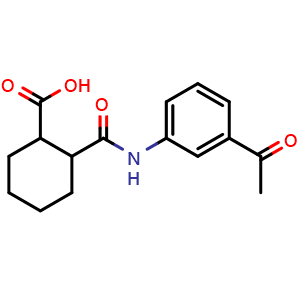 Chemical structure of 2-[(3-acetylphenyl)carbamoyl]cyclohexane-1-carboxylic acid , CAS 331987-27-0, AChemBlock AD241888