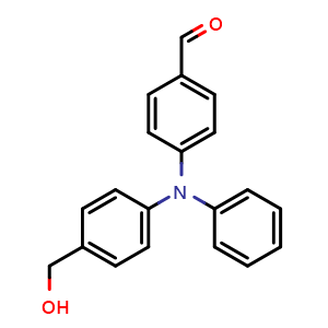 Chemical structure of 4-{[4-(hydroxymethyl)phenyl](phenyl)amino}benzaldehyde , CAS 334986-61-7, AChemBlock AD241898