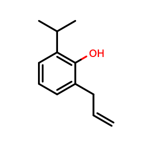 Chemical structure of 2-(1-Methylethyl)-6-(2-propen-1-yl)phenol , CAS 3354-56-1, AChemBlock AD241899