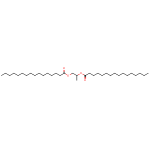 Chemical structure of 1-(Hexadecanoyloxy)propan-2-yl hexadecanoate , CAS 33587-20-1, AChemBlock AD241901
