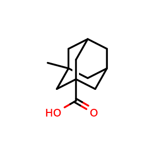 Chemical structure of 3-Methyladamantane-1-carboxylic acid , CAS 33649-73-9, AChemBlock AD241902