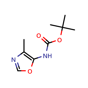 Chemical structure of tert-Butyl N-(4-methyloxazol-5-yl)carbamate , CAS 3403-45-0, AChemBlock AD241915