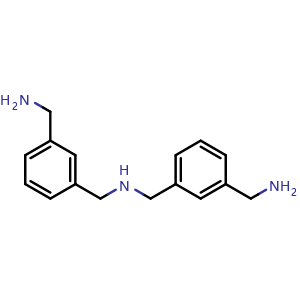Chemical structure of 1-{3-[({[3-(aminomethyl)phenyl]methyl}amino)methyl]phenyl}methanamine , CAS 34235-31-9, AChemBlock AD241918