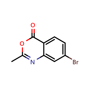 Chemical structure of 7-bromo-2-methyl-4H-benzo[d][1,3]oxazin-4-one , CAS 343771-12-0, AChemBlock AD241921