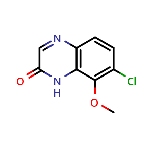 Chemical structure of 7-chloro-8-methoxy-1H-quinoxalin-2-one , CAS 347162-21-4, AChemBlock AD241928