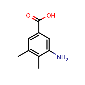 Chemical structure of 3-Amino-4,5-dimethylbenzoic acid , CAS 348165-23-1, AChemBlock AD241932