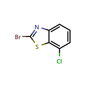 Chemical structure of 2-bromo-7-chloro-1,3-benzothiazole , CAS 3507-58-2, AChemBlock AD241943