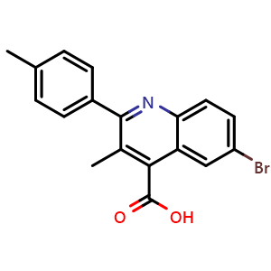Chemical structure of 6-bromo-3-methyl-2-(4-methylphenyl)quinoline-4-carboxylic acid , CAS 351000-02-7, AChemBlock AD241945