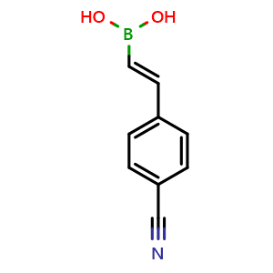Chemical structure of (E)-2-(4-cyanophenyl)ethenylboronic acid , CAS 352525-92-9, AChemBlock AD241950