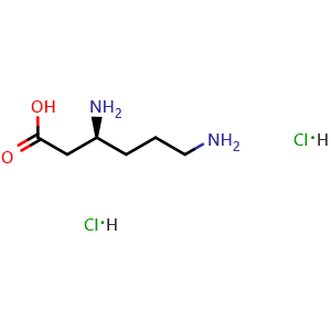Chemical structure of (S)-3,6-diaminohexanoic acid dihydrochloride , CAS 35761-15-0, AChemBlock AD241965