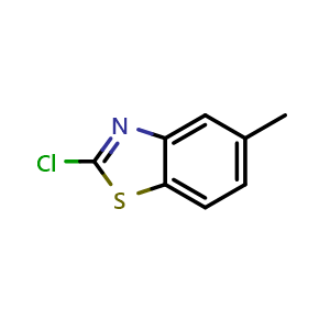 Chemical structure of 2-chloro-5-methyl-1,3-benzothiazole , CAS 3622-31-9, AChemBlock AD241977