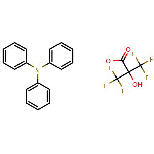 Chemical structure of triphenylsulfonium 3,3,3-trifluoro-2-hydroxy-2-(trifluoromethyl)propanoate , CAS 365971-74-0, AChemBlock AD241986