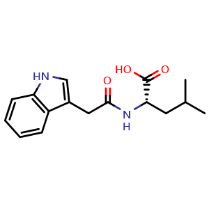 Chemical structure of (2-(1H-indol-3-yl)acetyl)-L-leucine , CAS 36838-63-8, AChemBlock AD241993