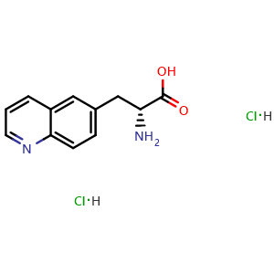 Chemical structure of (R)-2-Amino-3-(quinolin-6-yl)propanoic acid dihydrochloride , CAS 37440-05-4, AChemBlock AD242009