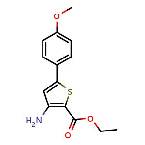 Chemical structure of Ethyl 3-amino-5-(4-methoxyphenyl)thiophene-2-carboxylate , CAS 37572-24-0, AChemBlock AD242019