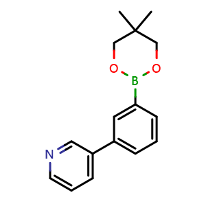 Chemical structure of 3-[3-(5,5-dimethyl-1,3,2-dioxaborinan-2-yl)phenyl]pyridine , CAS 375858-04-1, AChemBlock AD242020