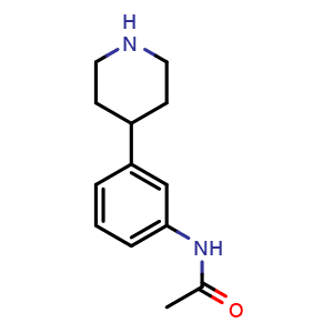 Chemical structure of N-[3-(4-piperidyl)phenyl]acetamide , CAS 387827-25-0, AChemBlock AD242042