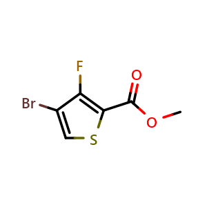 Chemical structure of methyl 4-bromo-3-fluorothiophene-2-carboxylate , CAS 395664-56-9, AChemBlock AD242063