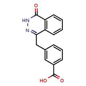 Chemical structure of 3-[(4-oxo-3H-phthalazin-1-yl)methyl]benzoic acid , CAS 420846-72-6, AChemBlock AD242110