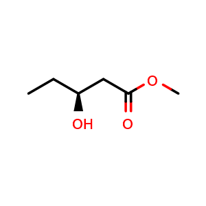 Chemical structure of methyl (3S)-3-hydroxypentanoate , CAS 42558-50-9, AChemBlock AD242117