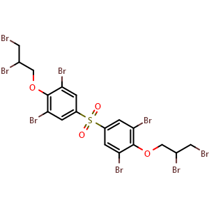 Chemical structure of 1,3-dibromo-5-[3,5-dibromo-4-(2,3-dibromopropoxy)benzenesulfonyl]-2-(2,3-dibromopropoxy)benzene , CAS 42757-55-1, AChemBlock AD242119