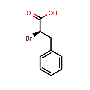 Chemical structure of (2R)-2-bromo-3-phenylpropanoic acid , CAS 42990-55-6, AChemBlock AD242126