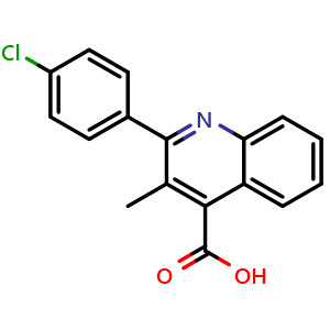 Chemical structure of 2-(4-Chlorophenyl)-3-methylquinoline-4-carboxylic acid , CAS 43071-47-2, AChemBlock AD242129