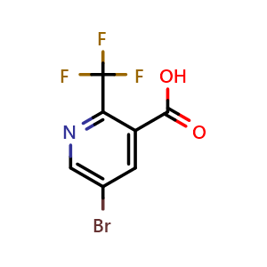 Chemical structure of 5-Bromo-2-(trifluoromethyl)pyridine-3-carboxylic acid , CAS 436799-36-9, AChemBlock AD242137