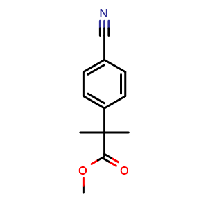 Chemical structure of Methyl 2-(4-cyanophenyl)-2-methylpropanoate , CAS 444807-47-0, AChemBlock AD242153
