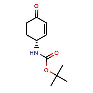 Chemical structure of tert-Butyl N-[(1R)-4-oxocyclohex-2-en-1-yl]carbamate , CAS 455330-42-4, AChemBlock AD242170