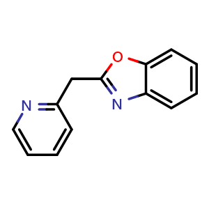 Chemical structure of 2-[(pyridin-2-yl)methyl]-1,3-benzoxazole , CAS 457053-50-8, AChemBlock AD242172