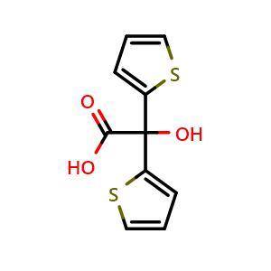 Chemical structure of 2-hydroxy-2,2-bis(thiophen-2-yl)acetic acid , CAS 4746-63-8, AChemBlock AD242188