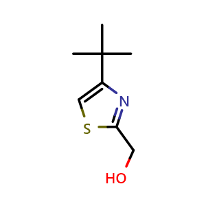 Chemical structure of (4-tert-butyl-1,3-thiazol-2-yl)methanol , CAS 475059-74-6, AChemBlock AD242189