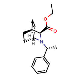 Chemical structure of Ethyl (1R,3S,4S)-2-[(1R)-1-phenylethyl]-2-azabicyclo[2.2.2]oct-5-ene-3-carboxylate , CAS 475299-67-3, AChemBlock AD242190