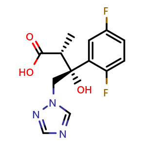 Chemical structure of (2R,3R)-3-(2,5-difluorophenyl)-3-hydroxy-2-methyl-4-(1H-1,2,4-triazol-1-yl)butanoic acid , CAS 483340-19-8, AChemBlock AD242196