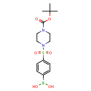 Chemical structure of [4-({4-[(tert-Butoxy)carbonyl]piperazin-1-yl}sulfonyl)phenyl]boronic acid , CAS 486422-54-2, AChemBlock AD242199