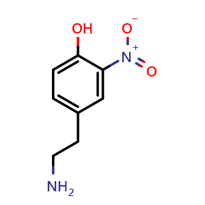 Chemical structure of 4-(2-Aminoethyl)-2-nitro-phenol , CAS 49607-15-0, AChemBlock AD242206