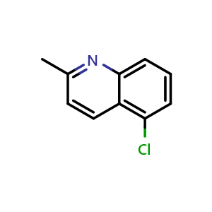 Chemical structure of 5-Chloro-2-methylquinoline , CAS 4964-69-6, AChemBlock AD242207