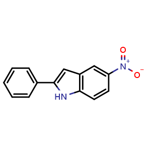 Chemical structure of 5-Nitro-2-phenyl-1H-indole , CAS 4993-87-7, AChemBlock AD242211