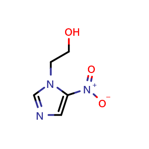 Chemical structure of 2-(5-nitro-1H-imidazol-1-yl)ethan-1-ol , CAS 5006-68-8, AChemBlock AD242213