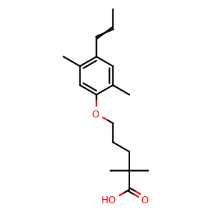 Chemical structure of 5-[2,5-dimethyl-4-(prop-1-en-1-yl)phenoxy]-2,2-dimethylpentanoic acid , CAS 500904-61-0, AChemBlock AD242216