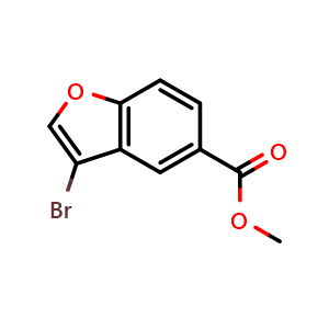 Chemical structure of methyl 3-bromo-1-benzofuran-5-carboxylate , CAS 501892-90-6, AChemBlock AD242218